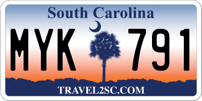 SC license plate MYK791