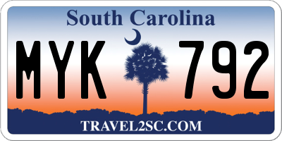 SC license plate MYK792
