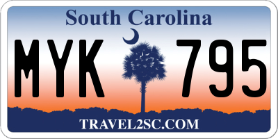 SC license plate MYK795