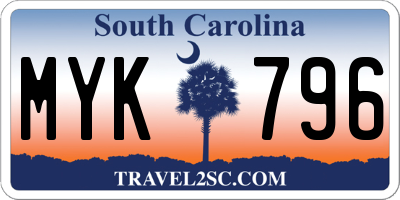 SC license plate MYK796