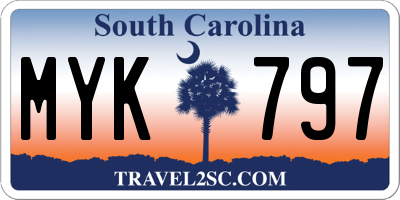 SC license plate MYK797