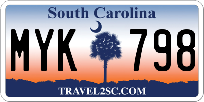 SC license plate MYK798