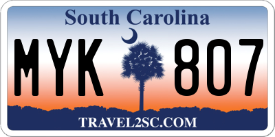 SC license plate MYK807