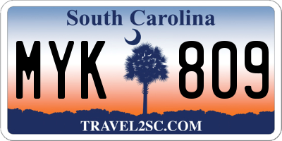 SC license plate MYK809