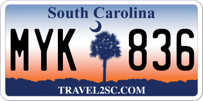SC license plate MYK836