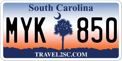 SC license plate MYK850