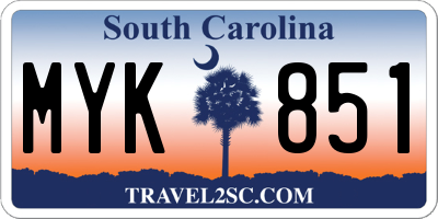 SC license plate MYK851