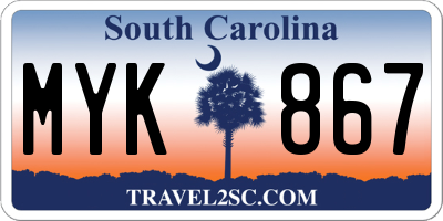 SC license plate MYK867