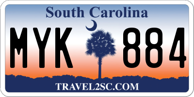 SC license plate MYK884