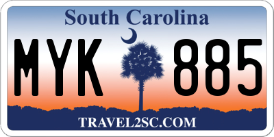 SC license plate MYK885