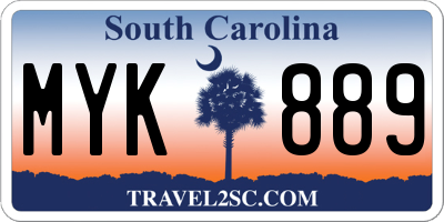 SC license plate MYK889