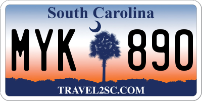 SC license plate MYK890