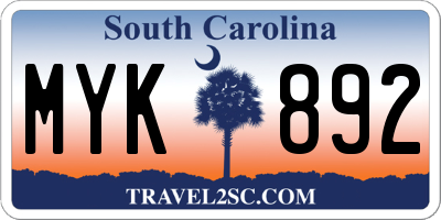 SC license plate MYK892