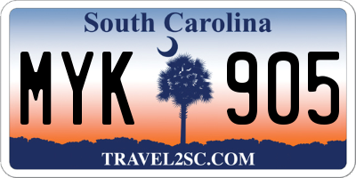 SC license plate MYK905