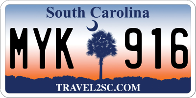 SC license plate MYK916
