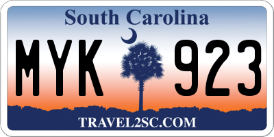 SC license plate MYK923