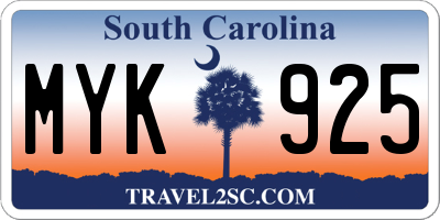 SC license plate MYK925