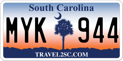 SC license plate MYK944