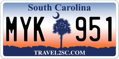 SC license plate MYK951