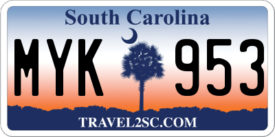 SC license plate MYK953