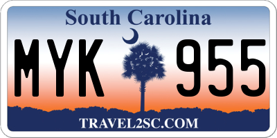 SC license plate MYK955