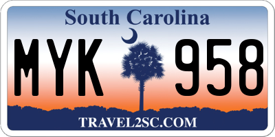 SC license plate MYK958