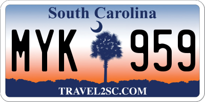 SC license plate MYK959