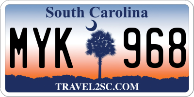 SC license plate MYK968