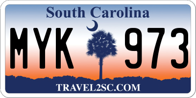 SC license plate MYK973
