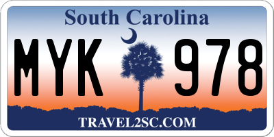 SC license plate MYK978