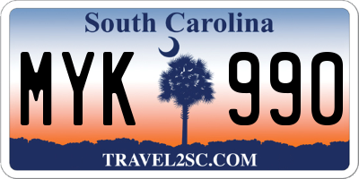SC license plate MYK990