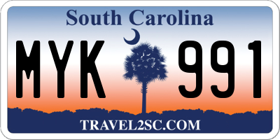 SC license plate MYK991