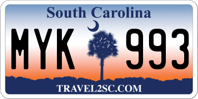 SC license plate MYK993