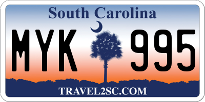 SC license plate MYK995
