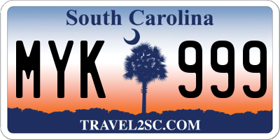 SC license plate MYK999