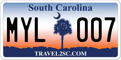 SC license plate MYL007