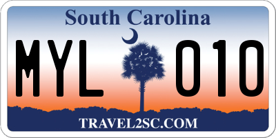 SC license plate MYL010