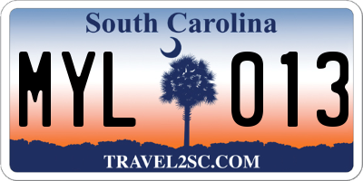 SC license plate MYL013