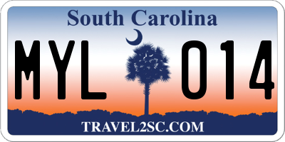 SC license plate MYL014