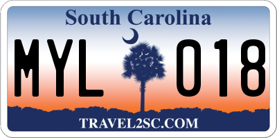 SC license plate MYL018