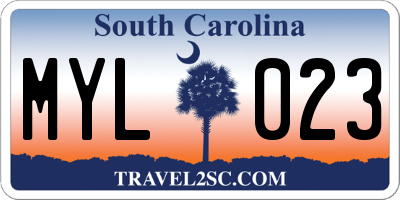 SC license plate MYL023