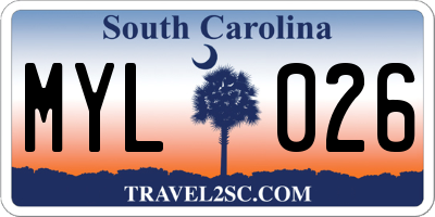 SC license plate MYL026