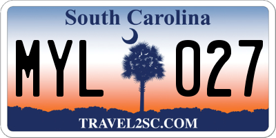 SC license plate MYL027