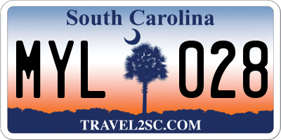 SC license plate MYL028