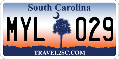 SC license plate MYL029