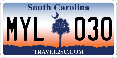 SC license plate MYL030
