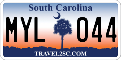 SC license plate MYL044