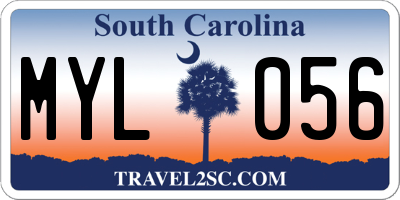 SC license plate MYL056