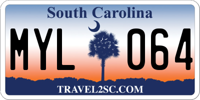 SC license plate MYL064