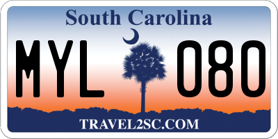 SC license plate MYL080